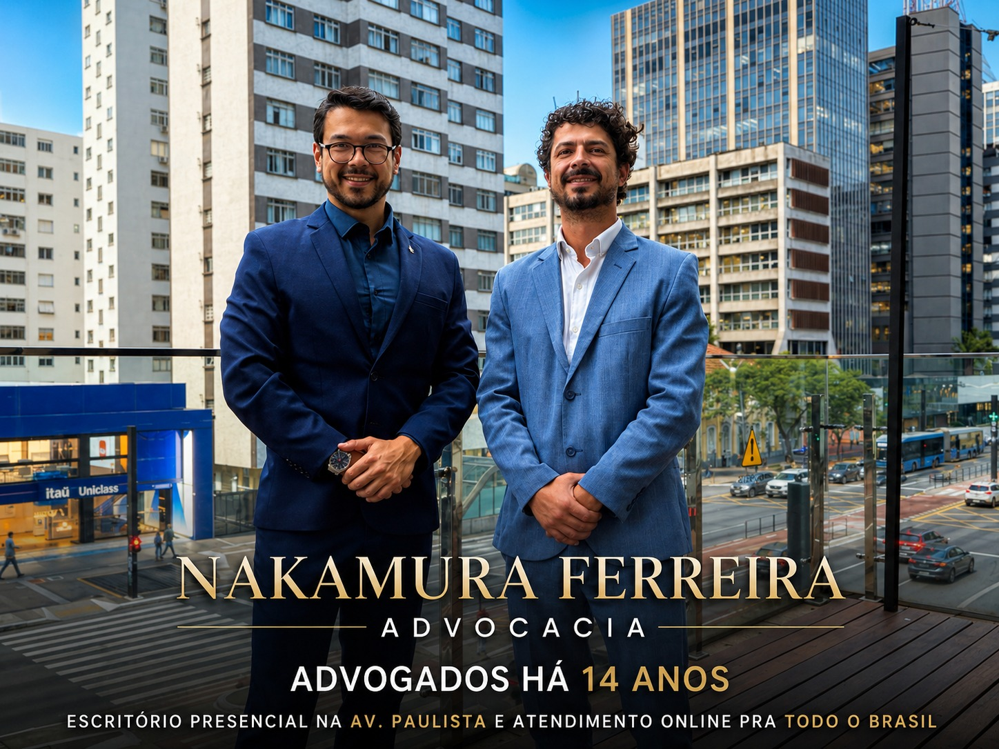 Professor Nakamura e Dr. Harrisson Ferreira na Av. Paulista
